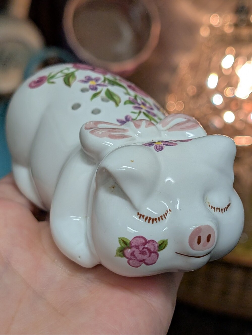 vintage 1978 Avon "Pampered Piglet" ceramic potpourri holder